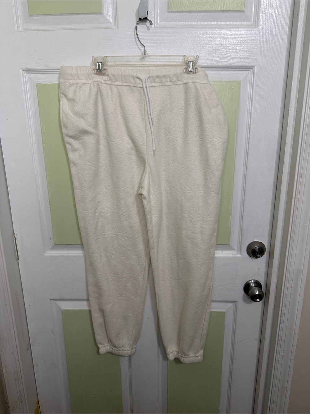 (2440) No Boundaries Cream Drawstring Jogger Pants, Size: XXL